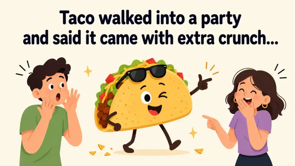 Taco walked into a party and said it came with extra crunch.