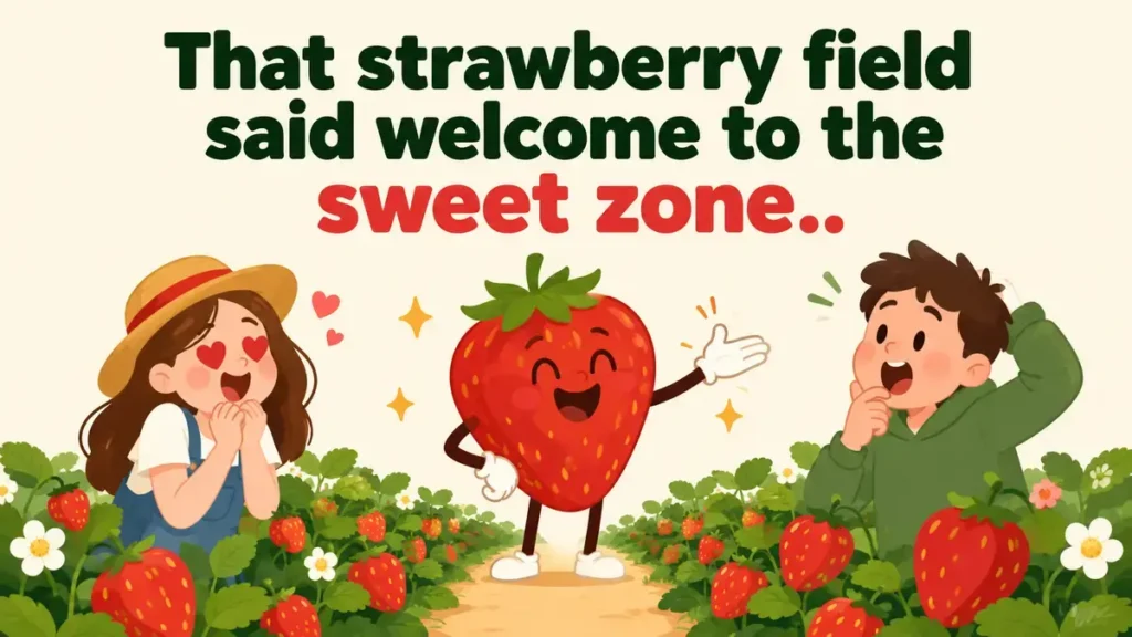 That strawberry field said welcome to the sweet zone.