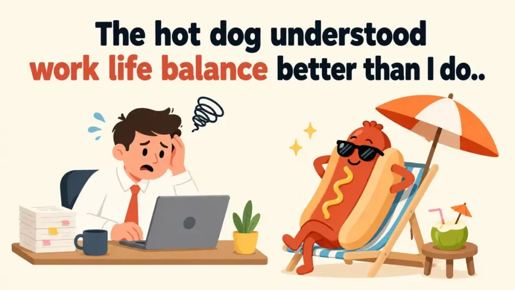 The hot dog understood work life balance better than I do.