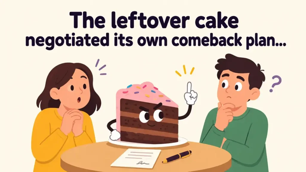 The leftover cake negotiated its own comeback plan.